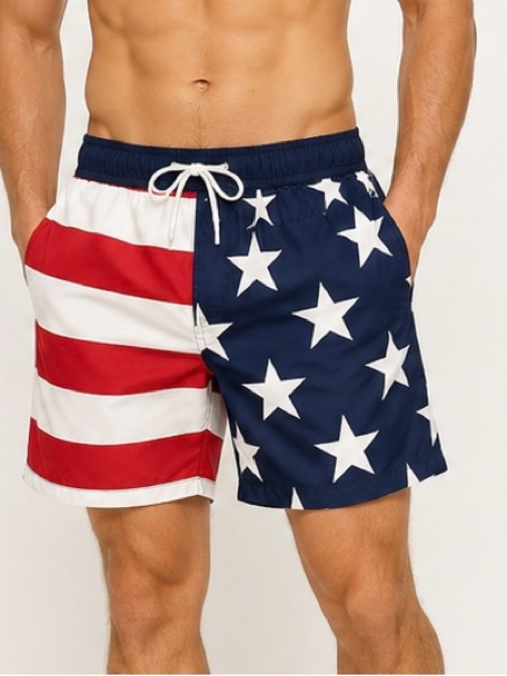 Stars N Stripes Patriotic Swim Trunks Mens L Board Shorts St. John's Bay